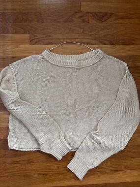 Free People Cream Crewneck Knit Sweater